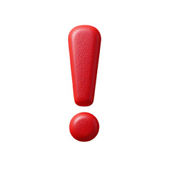 3D Red Exclamation Mark Symbolizing Attention, Alert, Important Message, Vivid Red Caution Icon, Modern 3D Design, Clear Warning Sign, High Importance Indicator, Exclamation Symbol, Notice icon