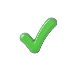 3D Green Correct or Right Sign Symbolizing Accuracy, Confirmation, Positive Approval Icon, Bright Green Success Mark, Abstract 3D Symbol for Confirmation and Modern Design in a Professional Style PNG
