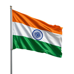 3D Indian Flag Waving on Isolated White Background Symbolizing Patriotism, Freedom, National Pride, Modern 3D Design Icon, Stars and Stripes Image, Patriotic Symbol, Flag Icon, Spirit, Democrati