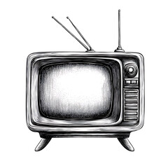 Hand-drawn retro TV icon illustration