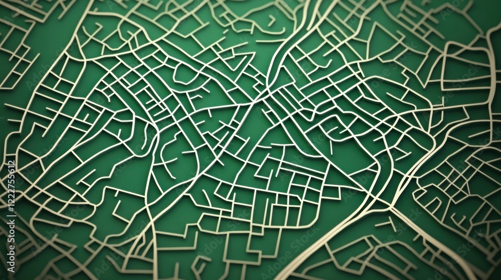 Poster abstract map design with thin line patterns over green background