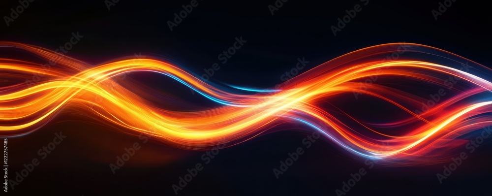 Aufkleber glowing abstract light waves on dark background with vibrant colors and dynamic motion