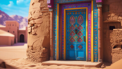 Saudi Arabia's Ushaiger Heritage Village's vibrant door