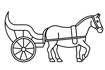 Elegant Horse Carriage Line Art