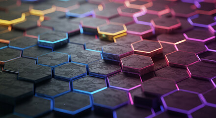 Fototapeta premium Abstract background hexagon pattern with glowing lights