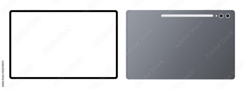 Wall mural samsung galaxy tab s10 ultra latest modern tablet pc device front back mockup template. realistic gr