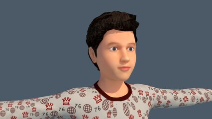 Young boy 3d illustration