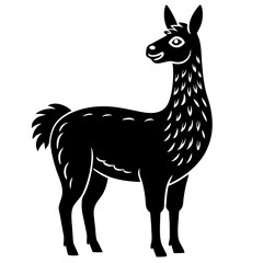 Cute Silhouette of a Llama line art vector cartoon illustration