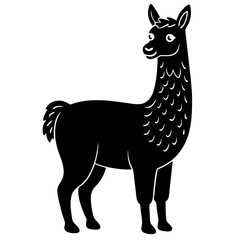 Cute Silhouette of a Llama line art vector cartoon illustration