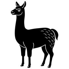 Fototapeta premium Cute Silhouette of a Llama line art vector cartoon illustration