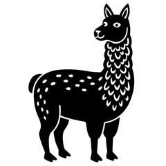 Cute Silhouette of a Llama line art vector cartoon illustration