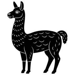 Cute Silhouette of a Llama line art vector cartoon illustration
