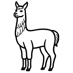 Cute Silhouette of a Llama line art vector cartoon illustration