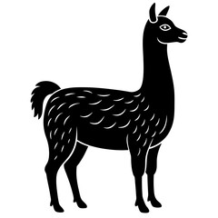 Cute Silhouette of a Llama line art vector cartoon illustration