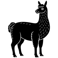 Cute Silhouette of a Llama line art vector cartoon illustration