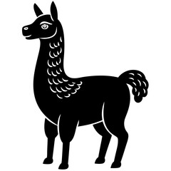 Fototapeta premium Cute Silhouette of a Llama line art vector cartoon illustration