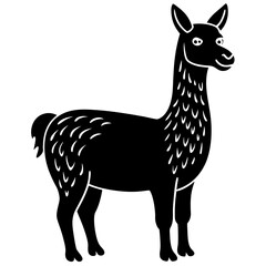 Cute Silhouette of a Llama line art vector cartoon illustration