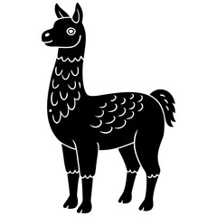 Cute Silhouette of a Llama line art vector cartoon illustration