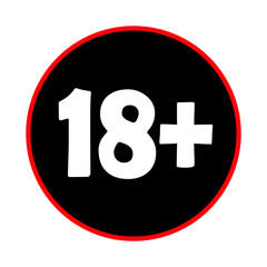 Sign of Adult Only Icon Symbol for Eighteen Plus 18 plus