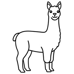 Cute Silhouette of a Llama line art vector cartoon illustration