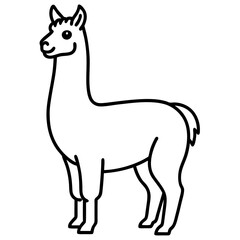 Cute Silhouette of a Llama line art vector cartoon illustration