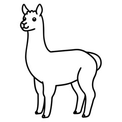 Cute Silhouette of a Llama line art vector cartoon illustration