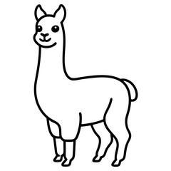 Cute Silhouette of a Llama line art vector cartoon illustration