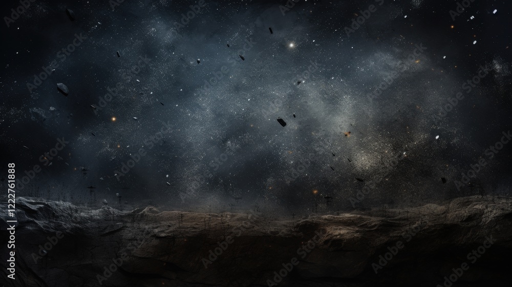 Aufkleber dark grunge texture with scratches and cosmic elements for background or overlay in creative project