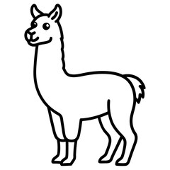 Fototapeta premium Cute Silhouette of a Llama line art vector cartoon illustration