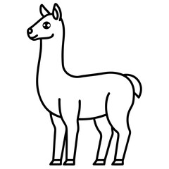 Cute Silhouette of a Llama line art vector cartoon illustration
