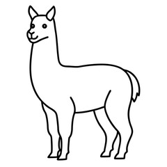 Cute Silhouette of a Llama line art vector cartoon illustration