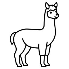 Cute Silhouette of a Llama line art vector cartoon illustration
