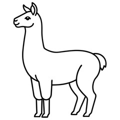 Cute Silhouette of a Llama line art vector cartoon illustration