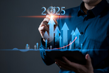 2025 New Year Business Goals Concept. Business growth and performance analytics concept....