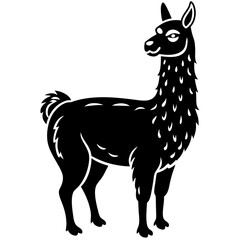Cute Silhouette of a Llama line art vector cartoon illustration