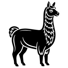 Cute Silhouette of a Llama line art vector cartoon illustration