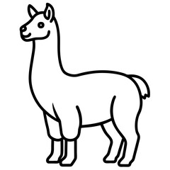Cute Silhouette of a Llama line art vector cartoon illustration