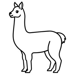 Cute Silhouette of a Llama line art vector cartoon illustration
