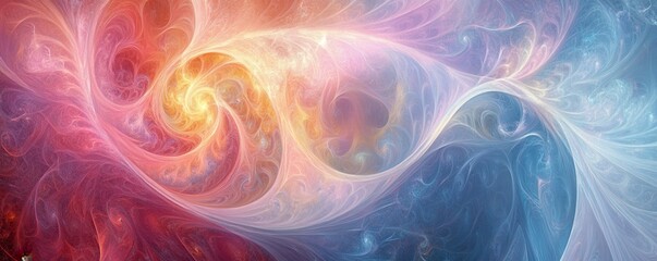 Fototapeta premium Colorful swirling abstract fractal art design with vivid red, blue, and yellow patterns