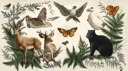Fototapeta premium National Wildlife Day, illustration 