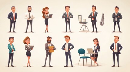 Online business courses isolated cartoon vector illustrations set. Online MBA, B2B marketing online degree, business negotiations and leadership programs, distance learning vector cartoon.