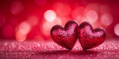 red hearts on a red background