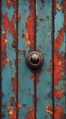 A background of corrugated metal sheets with streaks of rust.