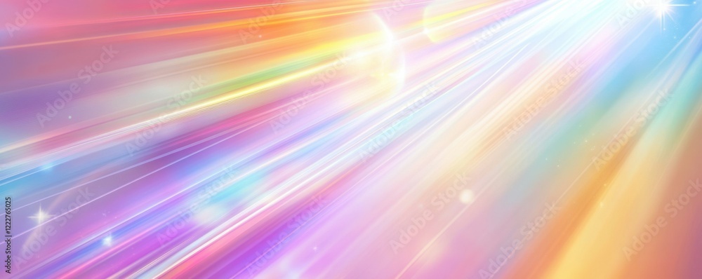Poster vibrant multicolored light rays with starbursts and gradient spectrum