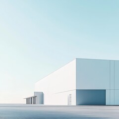 Modern Industrial Architectural Design: A Minimalist Building Sketch against a Clear Sky