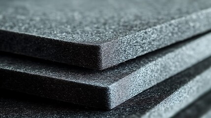 a stack of black and grey foam