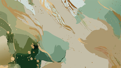 Abstract, marble texture, watercolor background, with golden lines, geometric, luxury wallpaper for posters, banners, stone texture. Pink, green, deep tones, gradient  colors, liquid texture design.