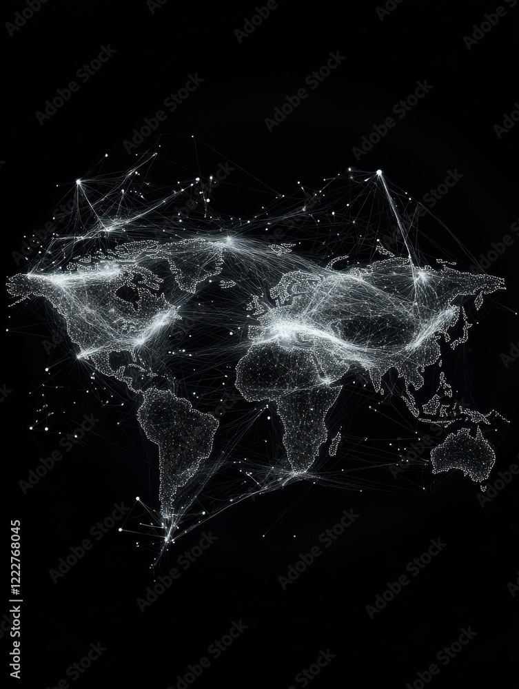 Poster global network connection. world map point and line composition concept of global business. vector i