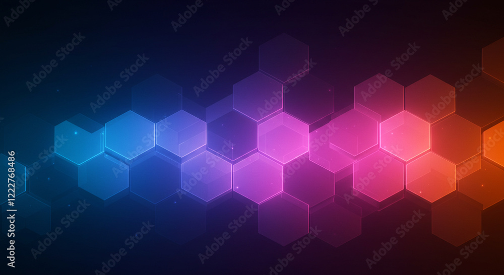 Poster abstract background hexagon pattern with glowing lights