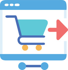 Speedy Shopping Cart Icon with Blue and Red Accent